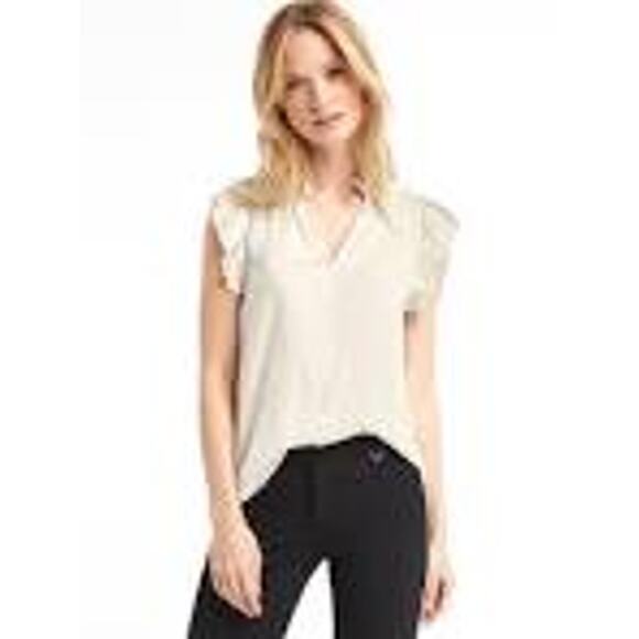 The GAP Flutter Sleeve Split Neck Top Size Small S  DAINTY MINIMALIST - Picture 1 of 6